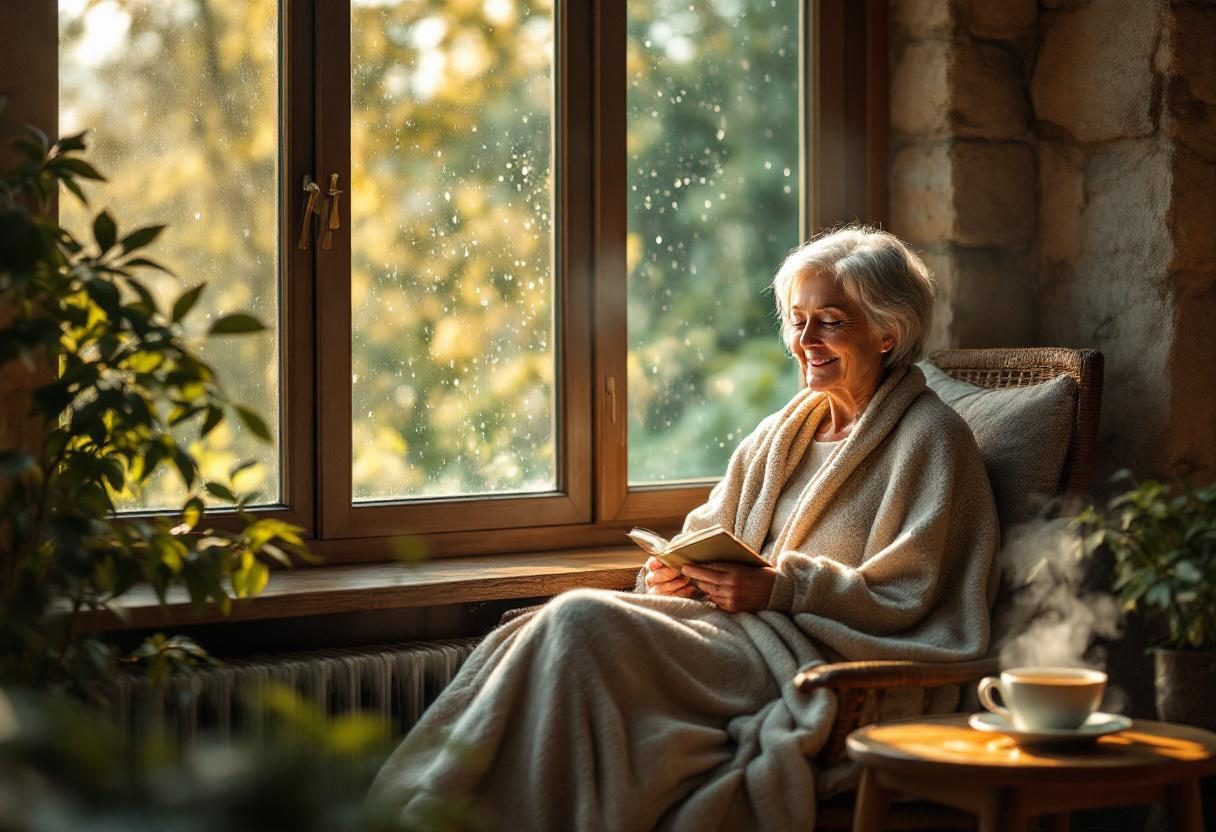 Osoba koja uživa u opuštanju nakon njege kože u ugodnom okruženju